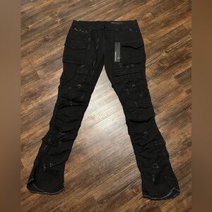 NWT Men’s Rockstar Original Gentry Black Stacked Flare Slim Fit Jeans, Sz40